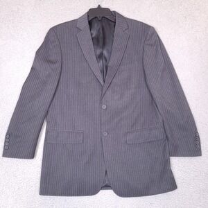 Renoir Blazer Jacket Mens 38R Gray Pinstripe Super 120s Italian Stying 2‎ Vent